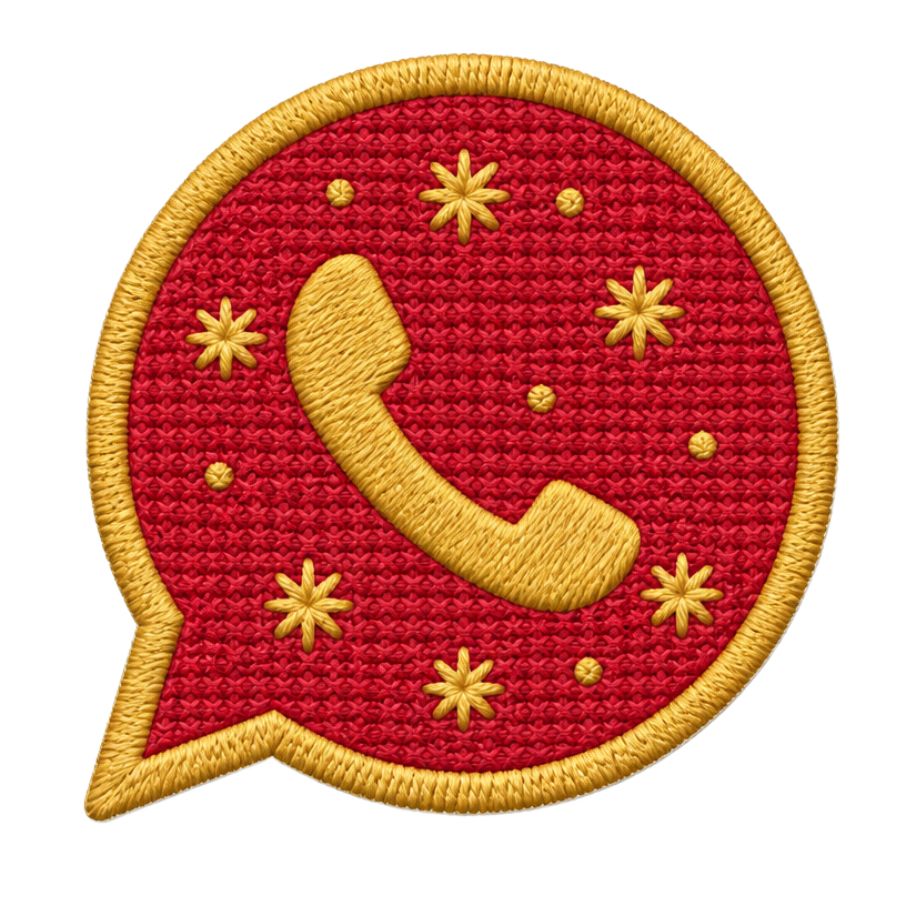 Ícone bordado de balão de conversa do WhatsApp